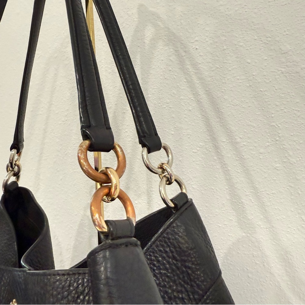 Coach Lexy Black Pebbled Leather Purse Shoulder Bag Hobo Tote F23511 - Picture 4 of 15